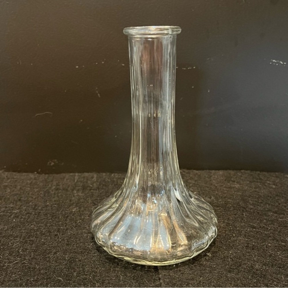 Vintage E. O. Brody Clear Glass Bud Vase 6” Wide Bottom